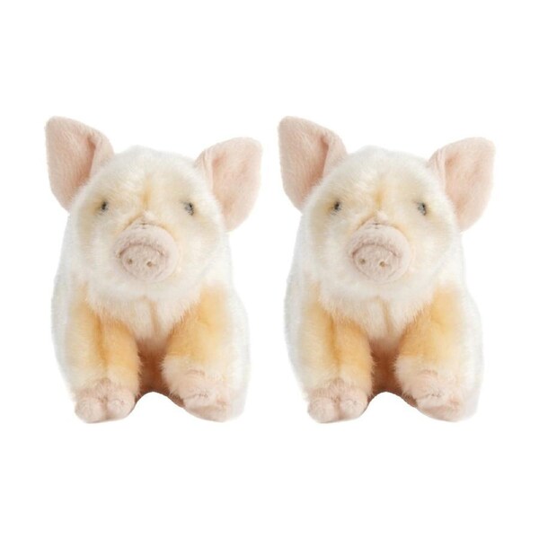 2x Living Nature Pink Piglet Soft Cuddly Stuffed Animal Plush Toy 21cm