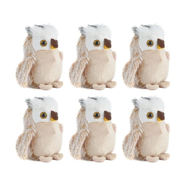 6x Living Nature Little Buddies Owl Soft Animal Kids Plush Toy Brown