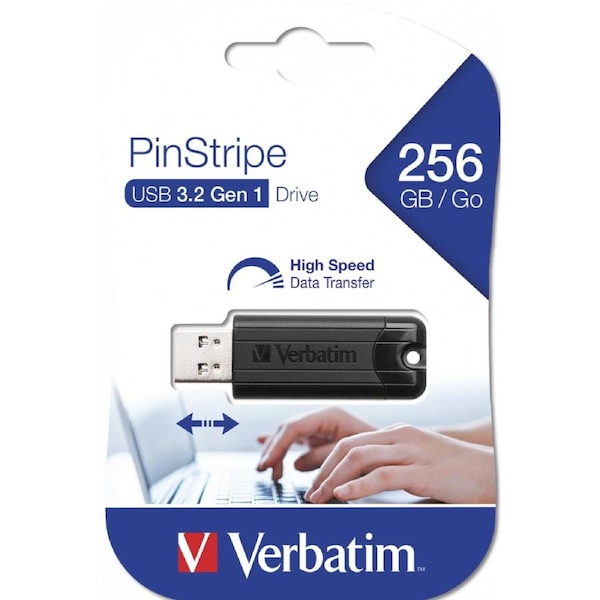 Verbatim Store'n'Go Pinstripe USB 3.2 Gen 1 Drive Flash 256GB Black