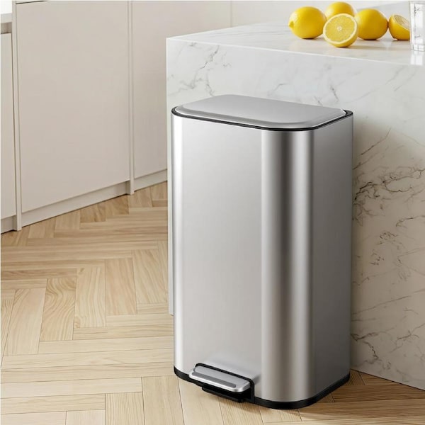 Cefito 40L Kitchen Trash Can Pedal Bin Rubbish Bin Steel Soft-Close Lid Silver