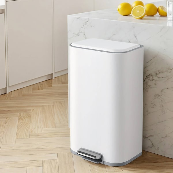 Cefito 40L Kitchen Trash Can Pedal Bin Rubbish Bin Steel Soft-Close Lid White