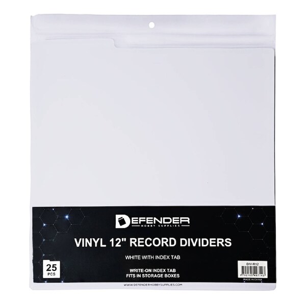 Defender 12 Inch Record Dividers - White 25 Pack