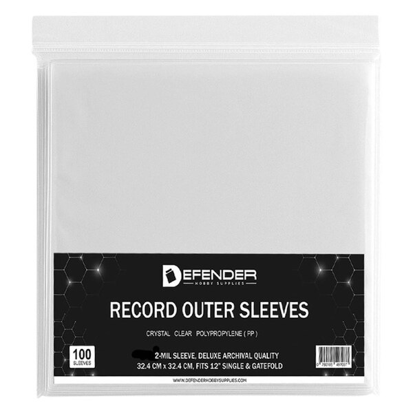 Defender Clear Record Sleeves 12 Inch Vinyl 100 Pack
