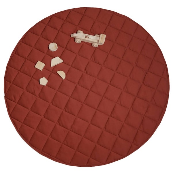 OutlookBaby Jersey Quilted Play Mat (Waterproof Backing) - Rust XL Size
