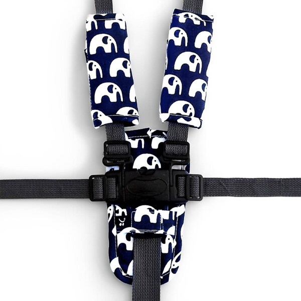 OutlookBaby 3 Piece Harness Cover Set - Navy Elephants