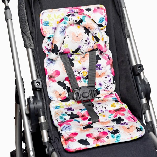 OutlookBaby Mini Pram Liner with adjustable head support - Floral Butterfly