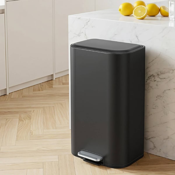 Cefito 40L Kitchen Trash Can Pedal Bin Rubbish Bin Steel Soft-Close Lid Black