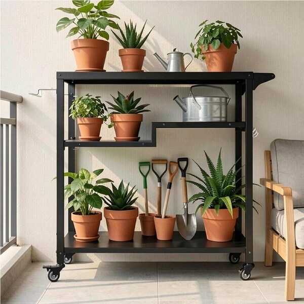 Levede Outdoor Kitchen Cart 3 Tier BBQ Grill Cart Mobile Patio Serving Trolley