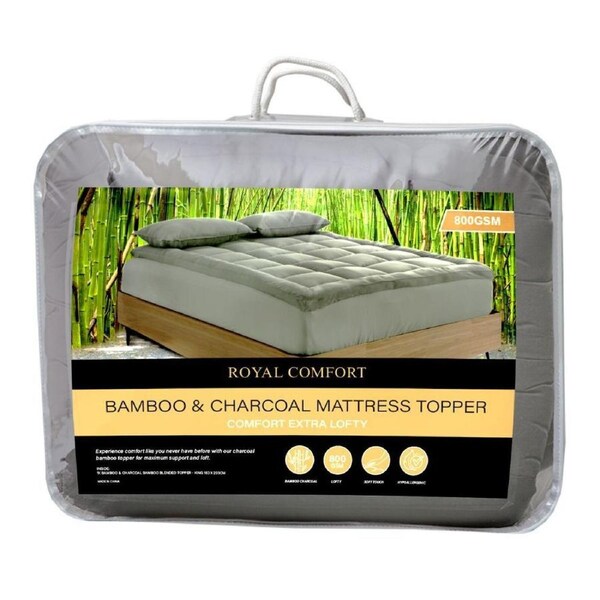 Royal Comfort Charcoal Bamboo Mattress Topper King - Grey