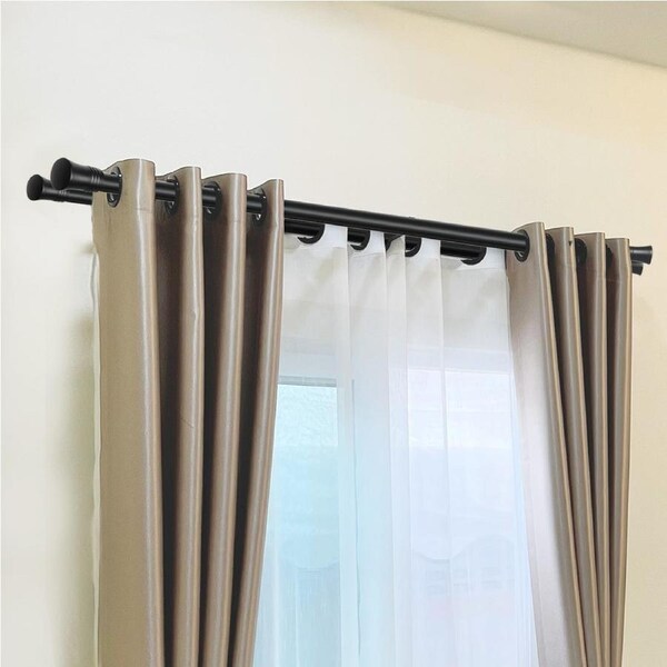 Marlow Adjustable Double Curtain Tension Rod Extendable Rack Steel Hanging Pole Black