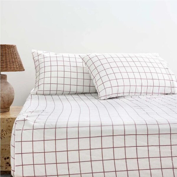 Bambury Grid Flannelette Fitted Sheet Set