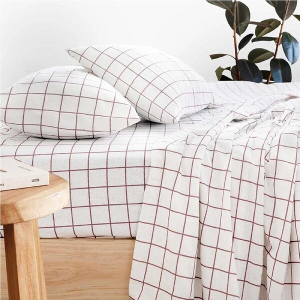 Bambury Grid Flannelette Sheet Set