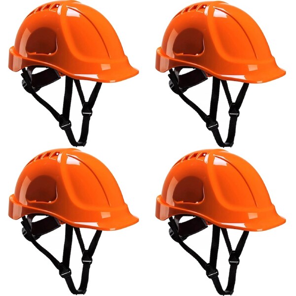 4 Pack Portwest Endurance Plus Work Safety Helmet Vented Hard Hat Hi-Vis Orange Bulk PS55