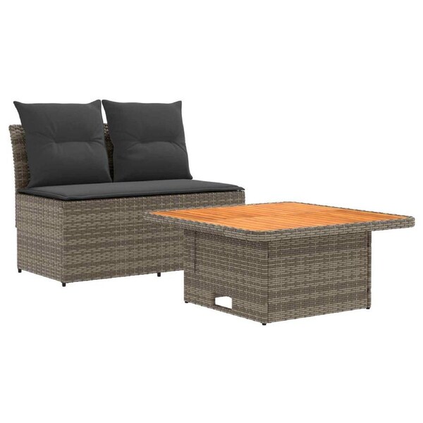 2 Piece Garden middle sofa with lift-up table Poly Rattan vidaXL