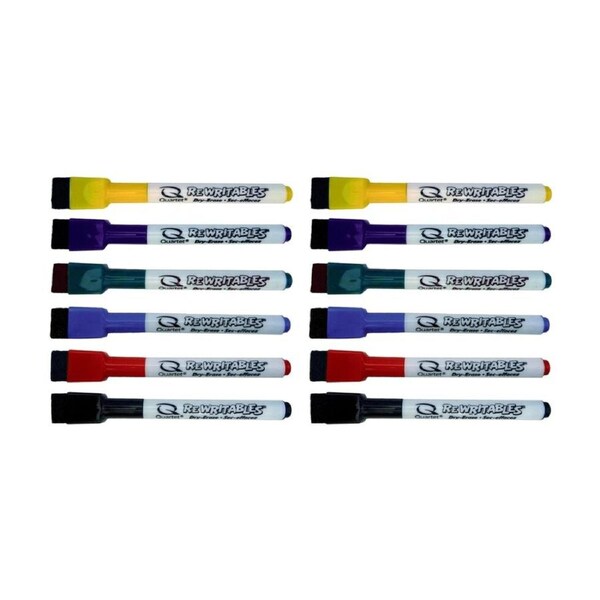 2x 6pc Quartet Marker Rewritables Colourful Fine Tip Pen Assorted