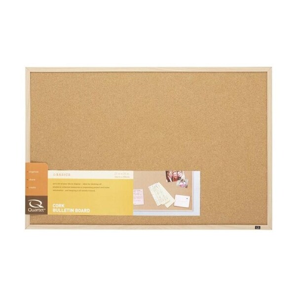 Quartet Corkboard Oak Frame High Density Surface 580x890mm Cork/Oak