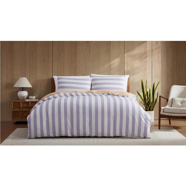 Ardor Eadie Stripe Reversible Quilt Cover Set Home Bedding Double Bed Periwinkle