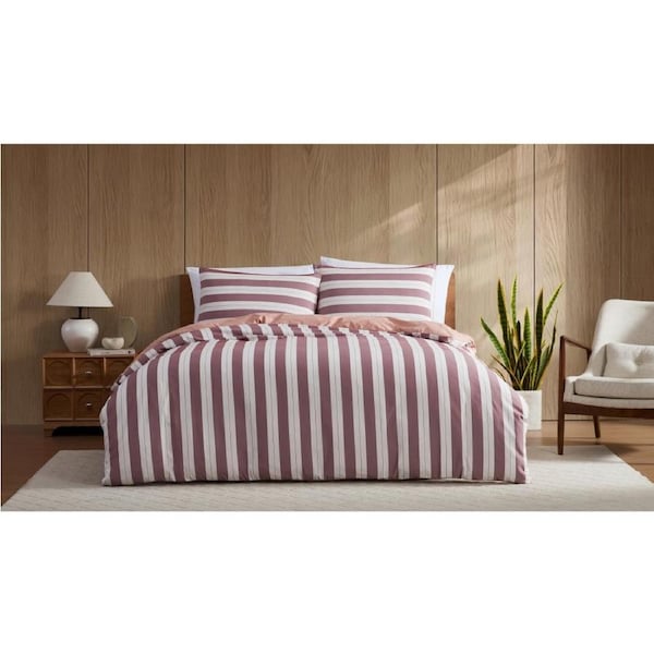 Ardor Eadie Stripe Reversible Quilt Cover Set Home Bedding King Bed Maroon