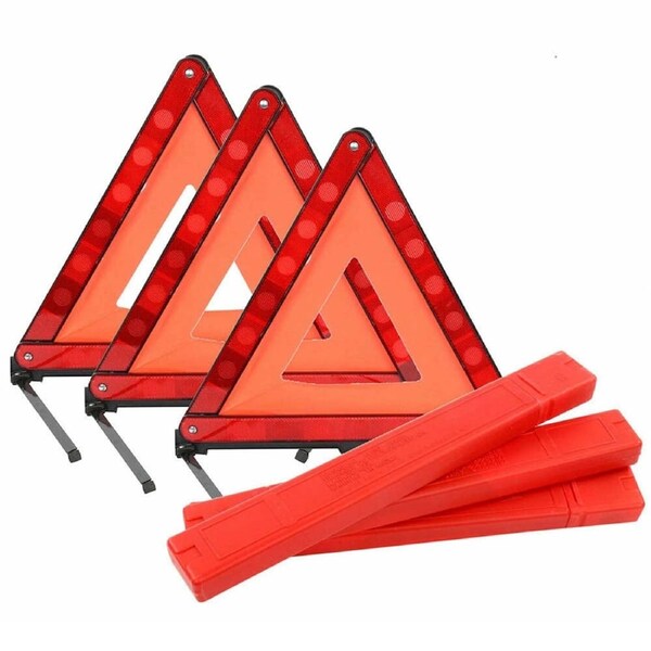 3Pcs Car Triple Emergency Warning Triangle Reflector Road Roadside Sign