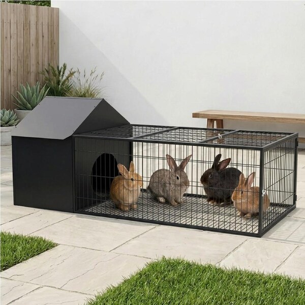 Advwin Rabbit Hutch Metal Rabbit Cage Guinea Pig Cage