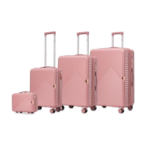 4pc Kate Hill Georgia Hard Suitcase Beauty Case Travel Luggage Set Dusty Pink
