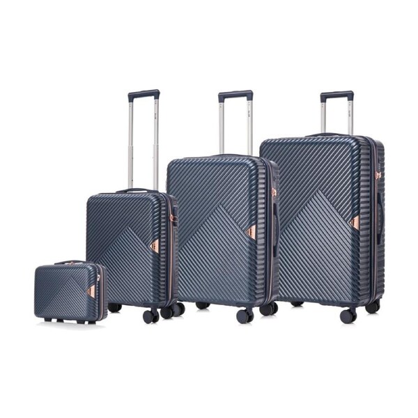 4pc Kate Hill Georgia Hard Suitcase Beauty Case Travel Luggage Set Navy