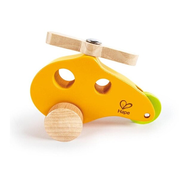 Hape Little Copter Wooden Toy Play Helicopter For Toddlers 10M Orange