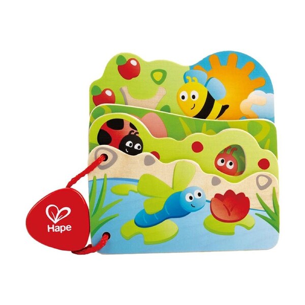 Hape Babys Bug Book Wooden Educational Toy For Toddlers 10M Multicolour