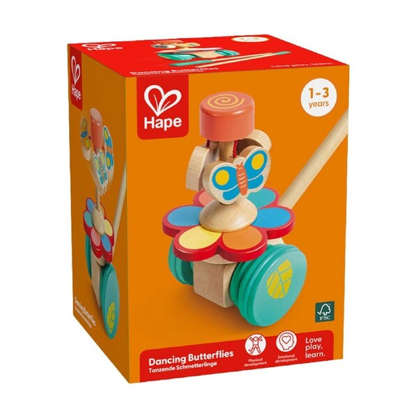 Hape Dancing Butterflies Wooden Pull Toy For Toddlers 1-3y+ Multicolour