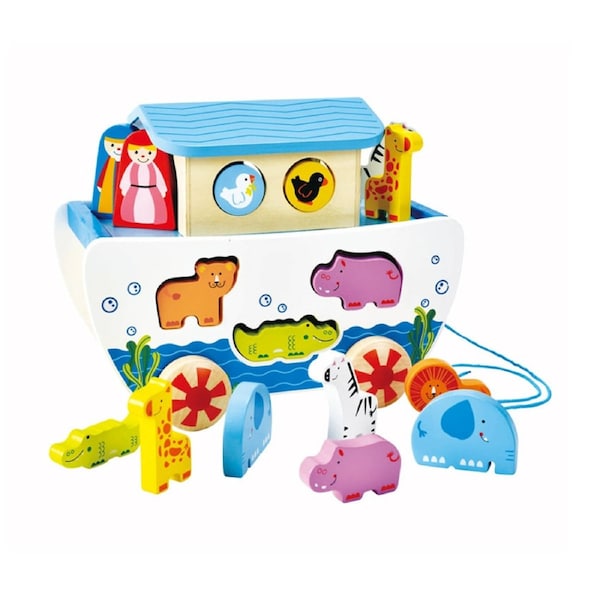 Hape Pull-A-Long Noahs Ark Wooden Educational Toy 12M Multicolour