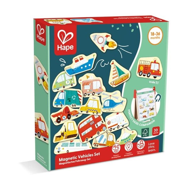 30pc Hape Magnetic Vehicles Collectable Magnets Set 18m Multicolour