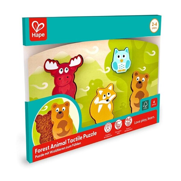 Hape Forest Animal Tactile Puzzle Wooden Sensory Kids Toy 2y Multicolour