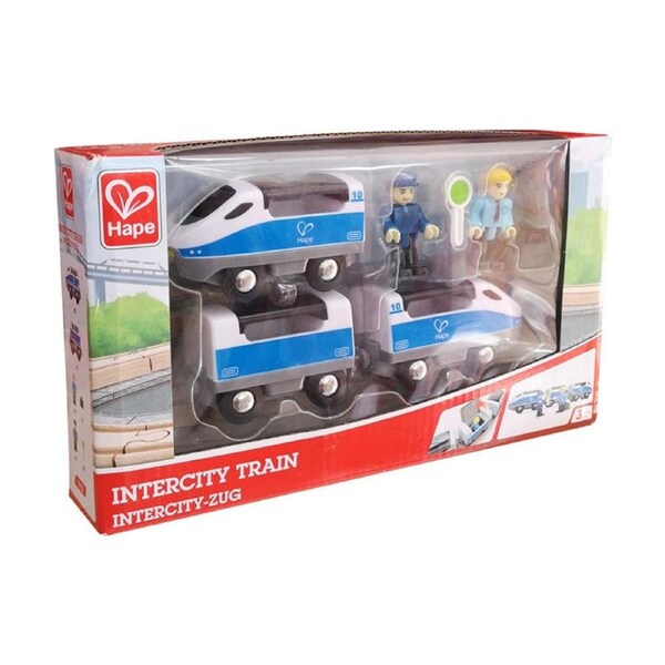 Hape Intercity Train Toy Set W/ Magnetic Couplings For Kids 3y+ Blue