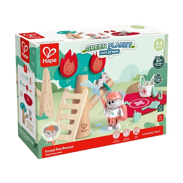 Hape Forest Fire Rescue Wooden Adventure Toy Playset Kids 3y+ Multicolour