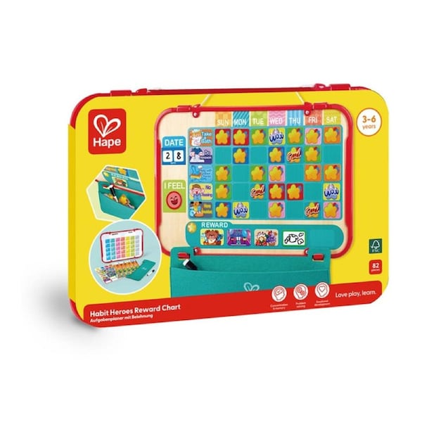 Hape Habit Heroes Kids Chore Reward Chart W/ 40 Custom Stickers Multicolour