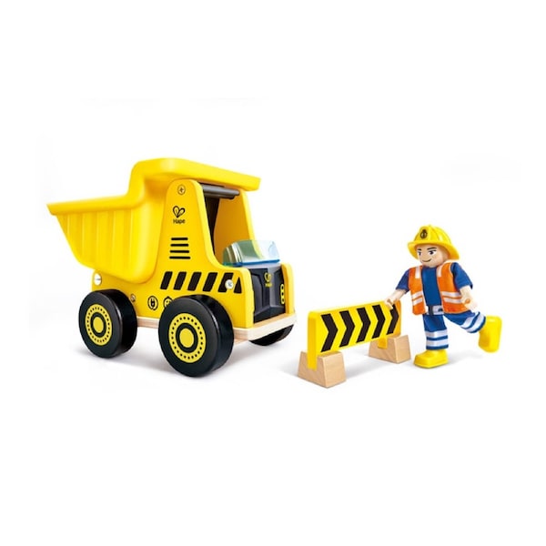 Hape Hauler Dump Truck Wooden Construction Toy Playset 2y Yellow