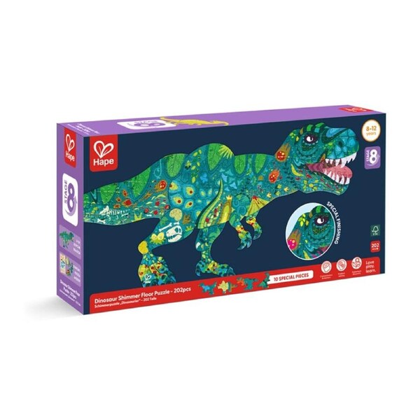 Hape Floor Puzzle Dinosaur Shimmer 202 Pieces Kids Toy 8y Green