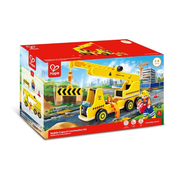 Hape Mobile Crane Wooden Construction Kids Toy Set 2y Yellow