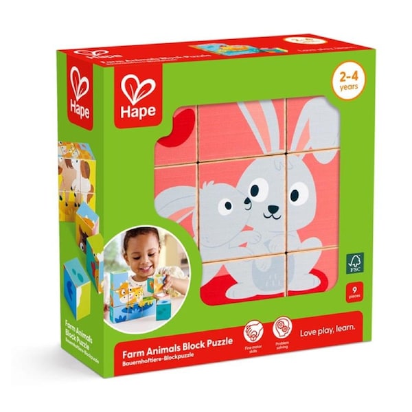 Hape Farm Blocks Puzzle Wooden Educational Toy 2y+ Multicolour