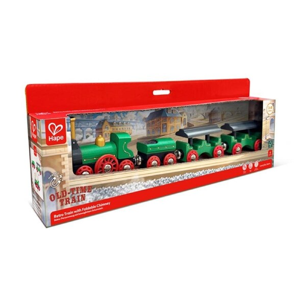 Hape Retro Train Wooden Toy W/ Foldable Chimney 2y Multicolour
