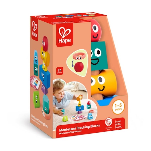 Hape Montessori Stacking Blocks Wooden Educational Toy 1y Multicolour