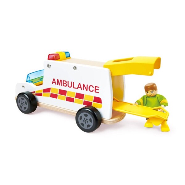 Hape Rapid Response Toy Ambulance Wooden Vehicle W/ Lights 2y Multicolour