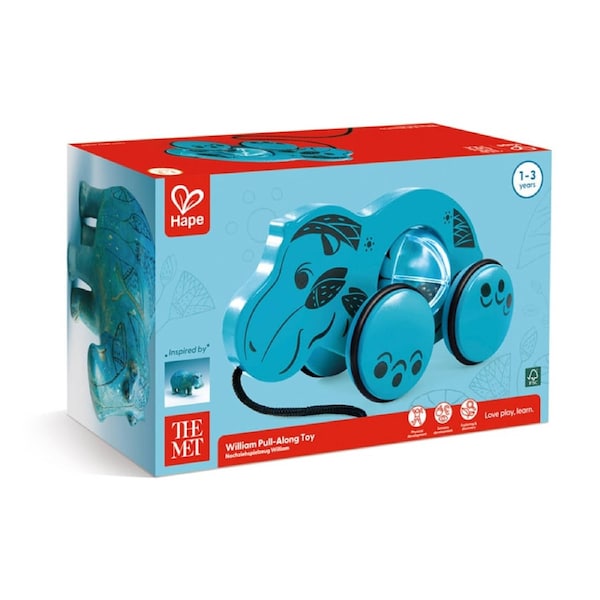 Hape William Pull-Along Wooden Spinning Belly Toy For Toddlers 1y Blue