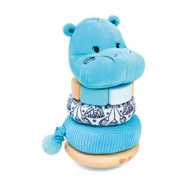 Hape William Stacker Wooden Educational Hippo Toy For Toddlers 10M Blue