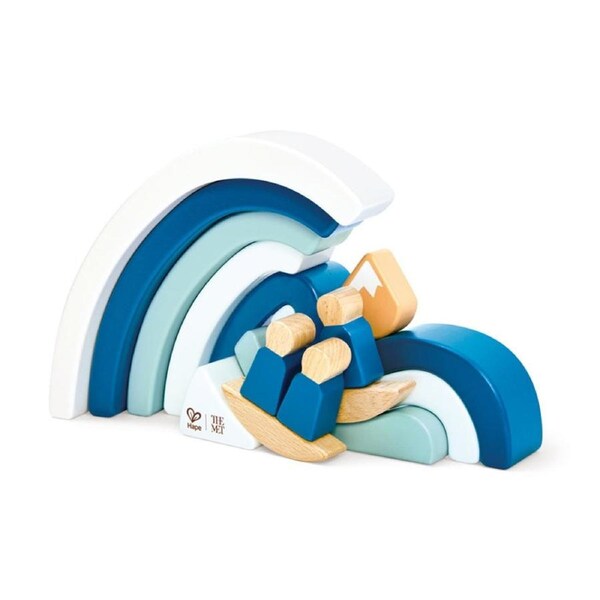 Hape Hokusai Great Wave Blocks Set Wooden Educational Toy 2y Blue