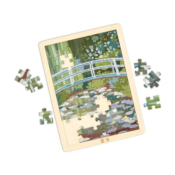 Hape Monet Water-Lily Garden Wooden Puzzle 48 Pieces Framed Toy 4y Green