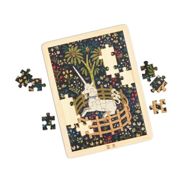 Hape Unicorn In A Garden Wooden Puzzle 48 Pieces Framed Toy 4y Multicolour