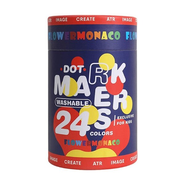 24pc Flower Monaco Dot Washable Creative Markers W/ Rounded Tip 3y+
