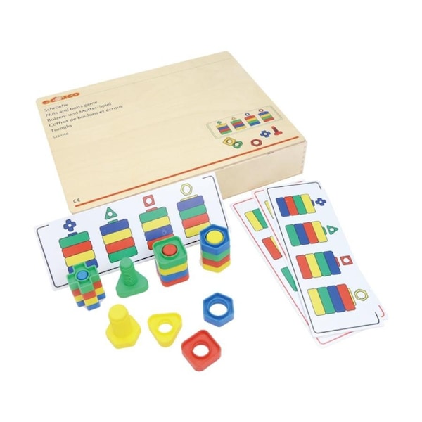 Educo Screwy Nuts & Bolts Pattern Game Kids Educational Toy 3y+ Wood