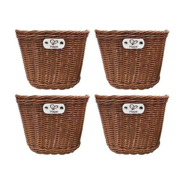 4PK Hape Woven Bike Basket Adjustable Straps Kids Bicycle Accessory Brown
